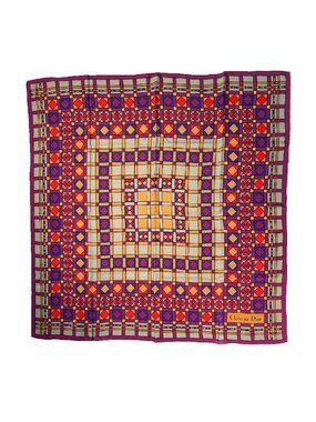 Vintage Christian Dior Silk Scarf Geometric Pattern